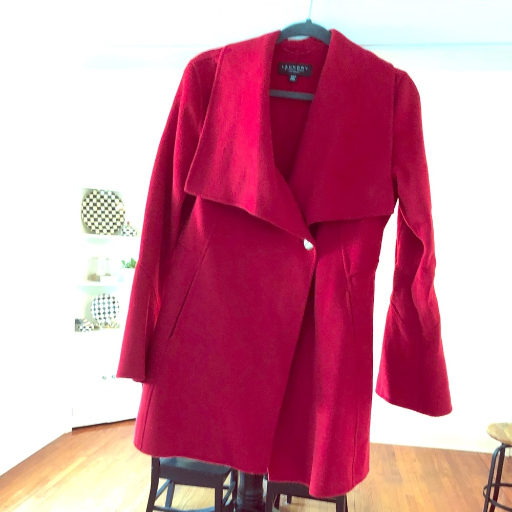 Beautiful flare sleeve red coat from Laundry.